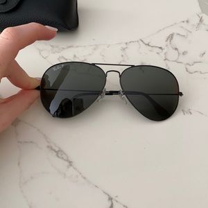 Ray Ban Large Black Aviators - Polarized